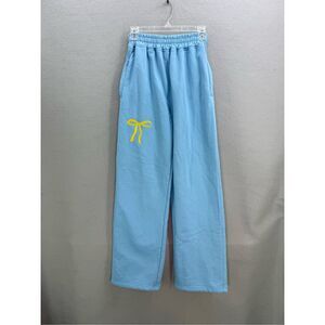 Mitch Flippo MFG Blue Embroidered Bow Wide Leg Sweatpants Size S